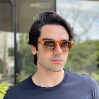 safine com br oculos de sol masculino redondo caramelo miguel