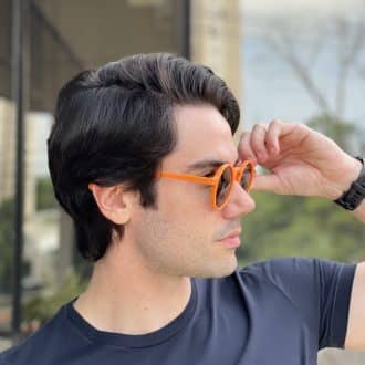 safine com br oculos de sol masculino redondo laranja raul 3