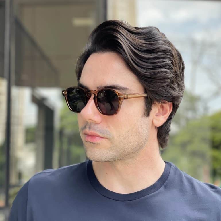 safine com br oculos de sol masculino redondo marrom transparente miguel 1