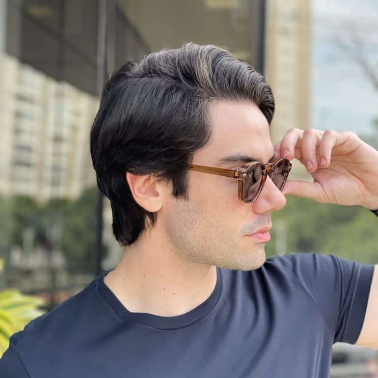 safine com br oculos de sol masculino redondo marrom transparente miguel 2
