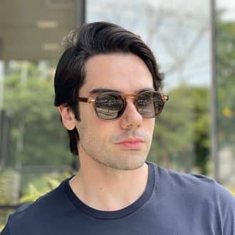 safine com br oculos de sol masculino redondo marrom transparente miguel