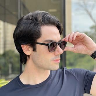 safine com br oculos de sol masculino redondo preto e tartaruga miguel 3