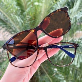 safine com br oculos 2 em 1 clip on retangular tartaruga marina