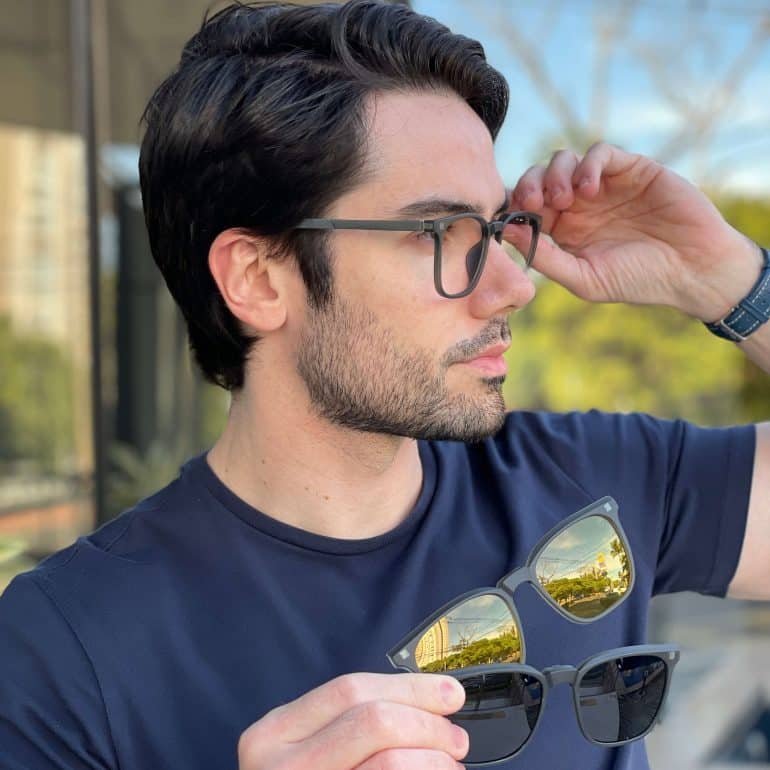safine com br oculos 3 em 1 clip on masculino quadrado cinza christian 7