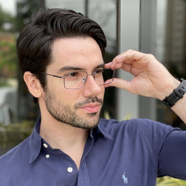 safine com br oculos de grau masculino em titanio retangular grafite neto 2