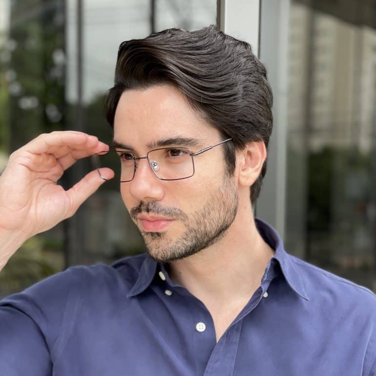 safine com br oculos de grau masculino em titanio retangular grafite neto 3