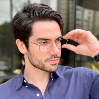 safine com br oculos de grau masculino em titanio retangular prata neto 2