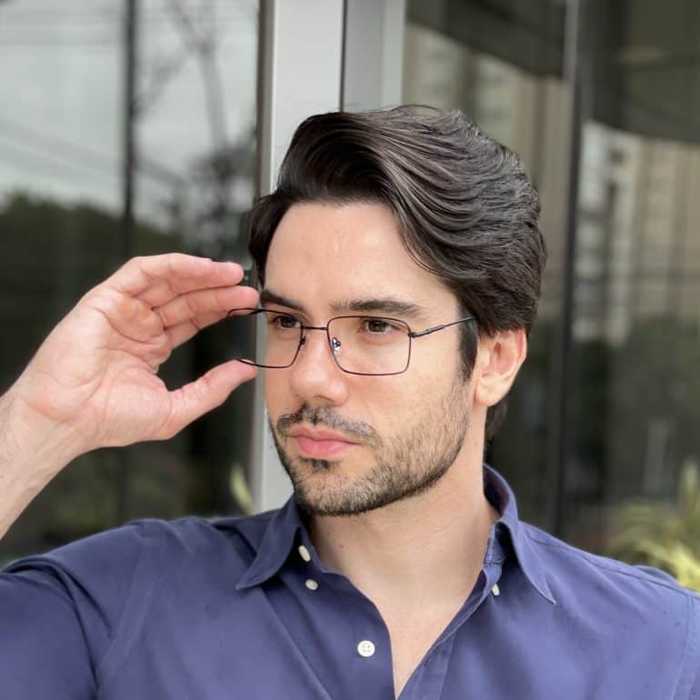 safine com br oculos de grau masculino em titanio retangular preto neto 1