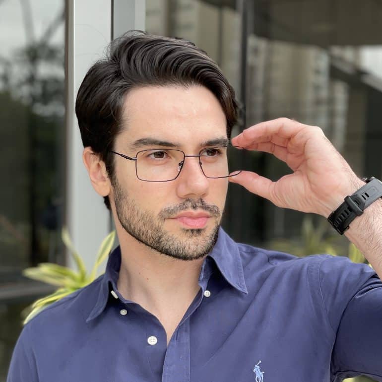 safine com br oculos de grau masculino em titanio retangular preto neto 2