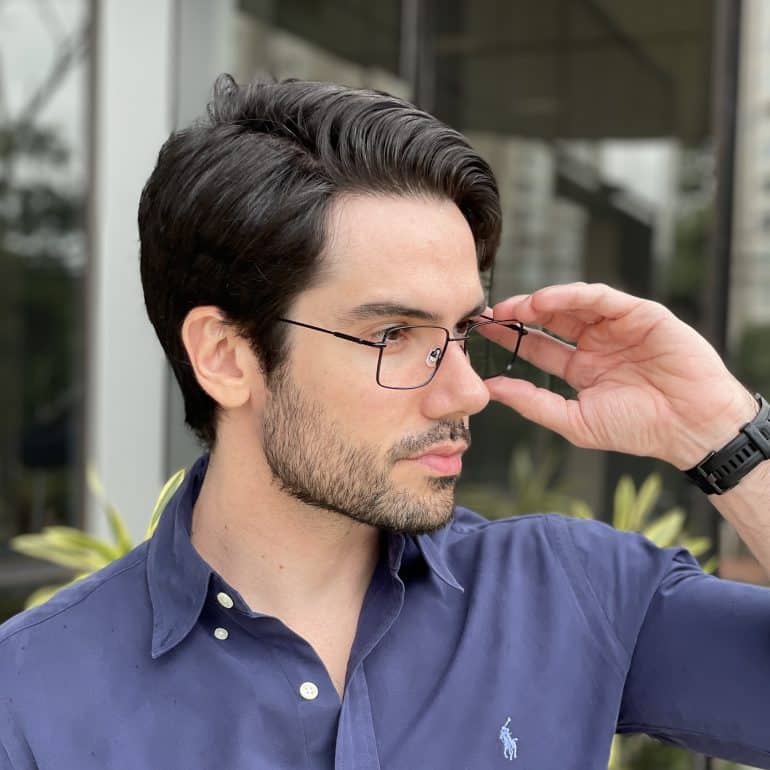 safine com br oculos de grau masculino em titanio retangular preto neto 3