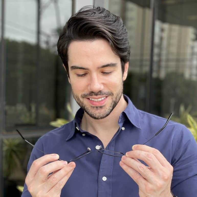 safine com br oculos de grau masculino em titanio retangular preto neto 4