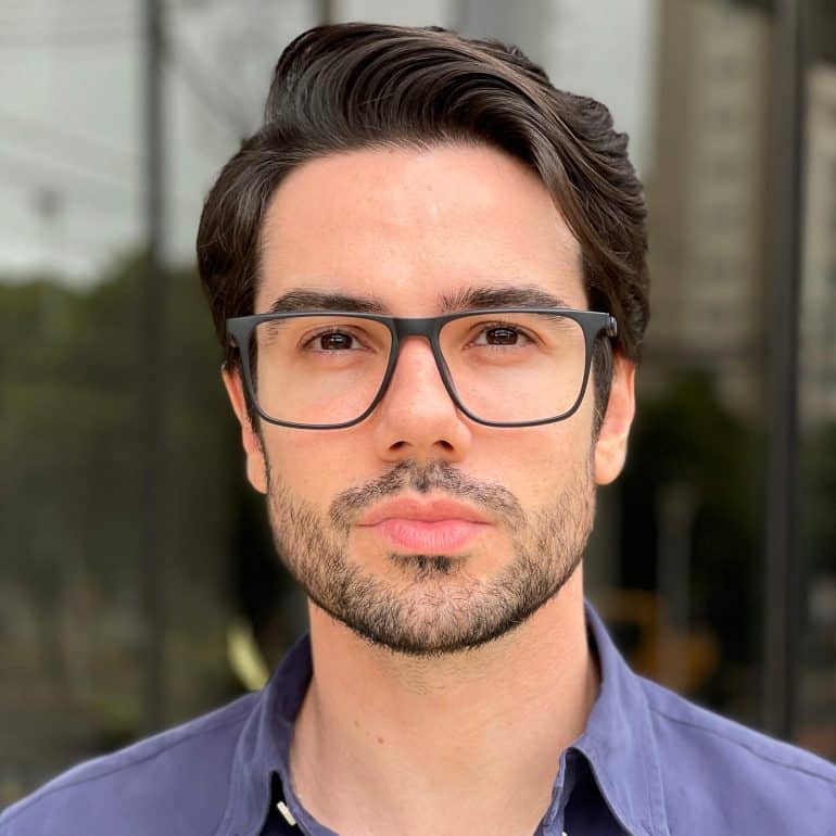 safine com br oculos de grau masculino quadrado preto e azul iago