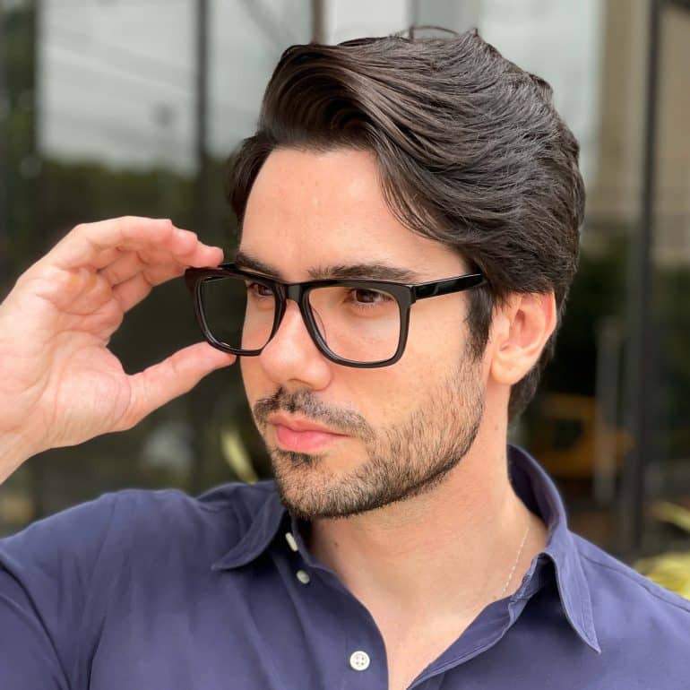 safine com br oculos de grau masculino retangular preto caue 3