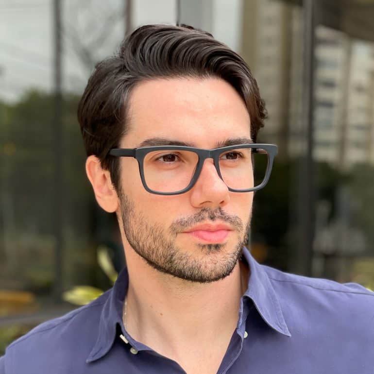 safine com br oculos de grau masculino retangular preto fosco caue 1