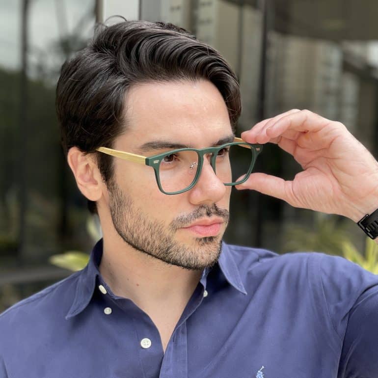 safine com br oculos de grau masculino retangular verde inacio 2