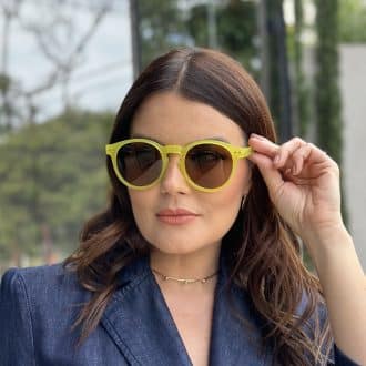 safine com br oculos de sol feminino redondo verde neon alicia
