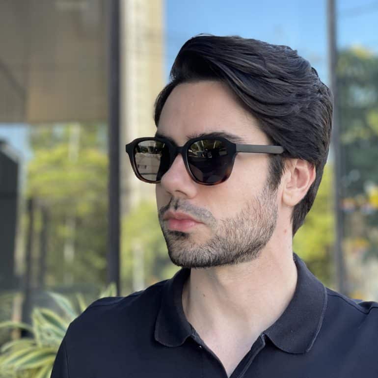 safine com br oculos de sol masculino quadrado preto e tartaruga luigi 3