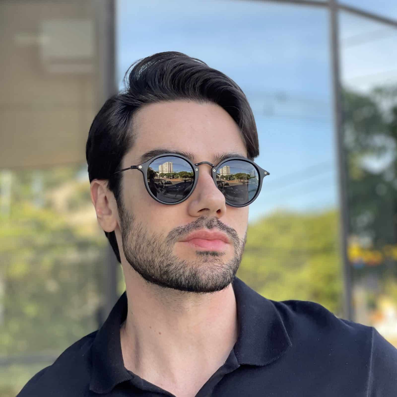 safine com br oculos de sol masculino redondo preto nathan 4