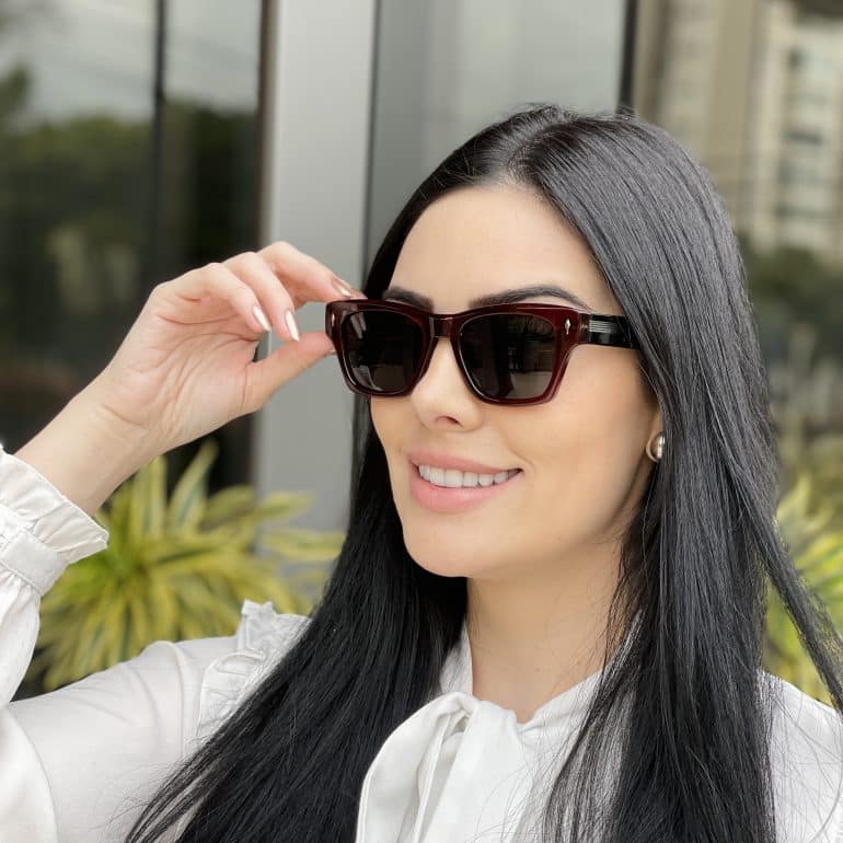 safine com br oculos de sol feminino retangular vinho clara