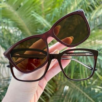 safine com br oculos feminino 2 em 1 clip on quadrado marrom amalia 2