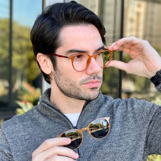 safine com br oculos 2 em 1 clip on masculino redondo caramelo otto 2