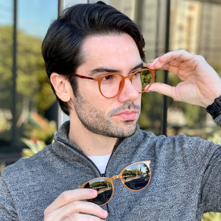 safine com br oculos 2 em 1 clip on masculino redondo caramelo otto 2
