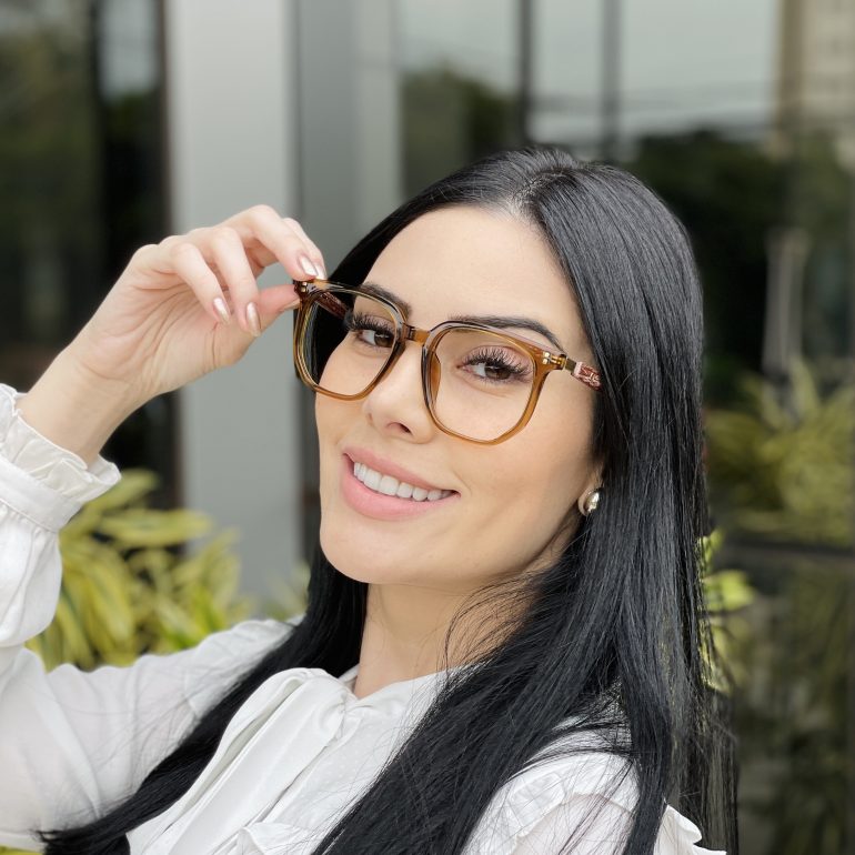 safine com br oculos de grau feminino quadrado marrom eloa 2