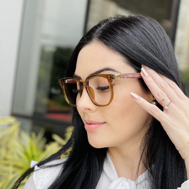safine com br oculos de grau feminino quadrado marrom eloa 4