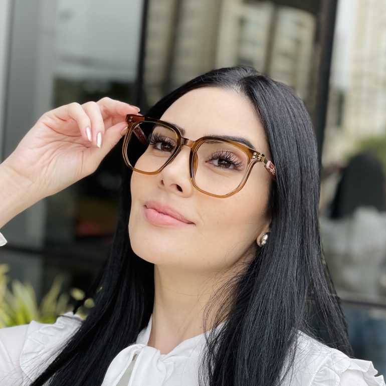 safine com br oculos de grau feminino quadrado marrom eloa 5