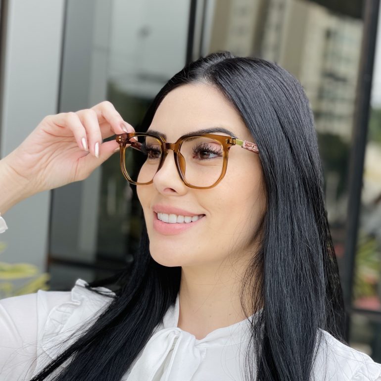 safine com br oculos de grau feminino quadrado marrom eloa 6
