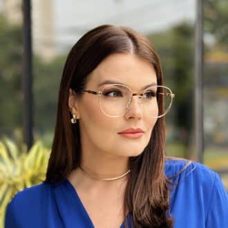 safine com br oculos de grau feminino redondo dourado e tartaruga cristal 1