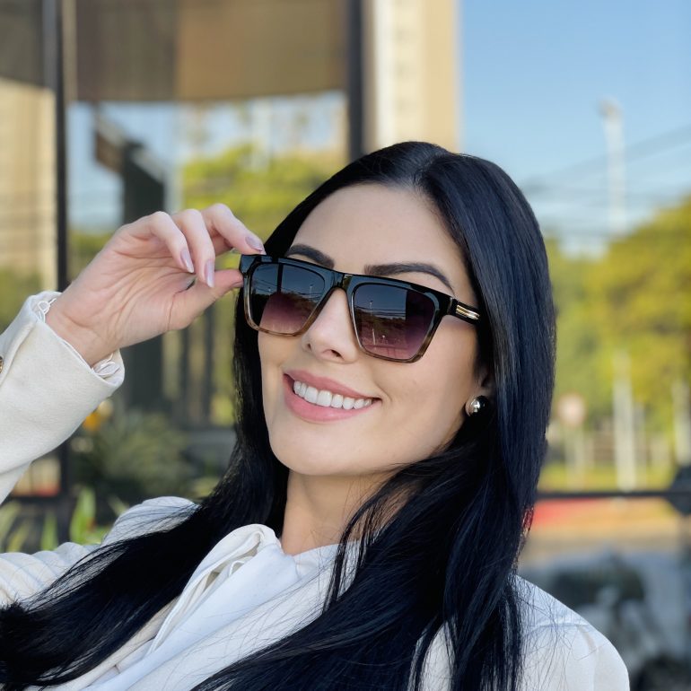 safine com br oculos de sol feminino quadrado marrom degrade isabela