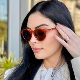 safine com br oculos de sol feminino redondo caramelo tati