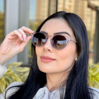 safine com br oculos de sol feminino redondo cinza transparente desiree