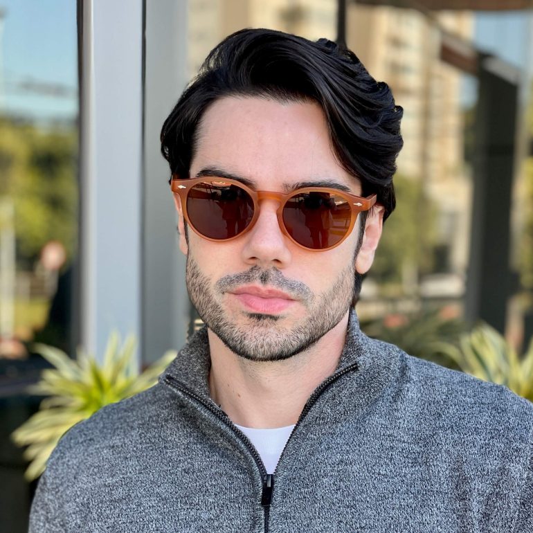 safine com br oculos de sol masculino redondo caramelo fosco jorge