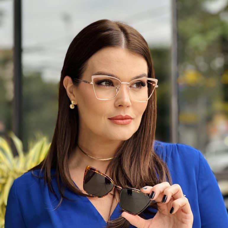 safine com br oculos feminino 2 em 1 clip on gatinho nude isadora 1