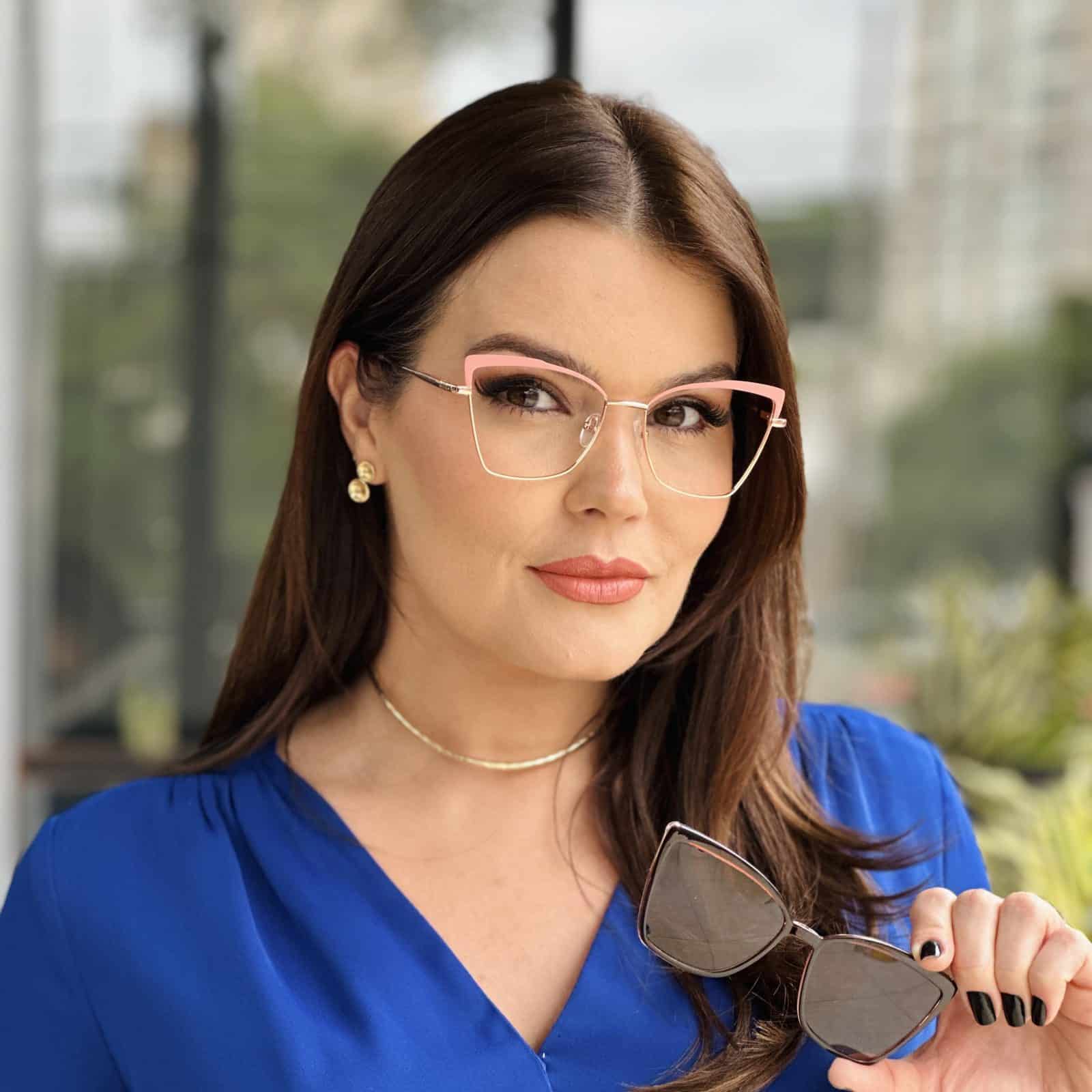 safine com br oculos feminino 2 em 1 clip on gatinho rosa isadora