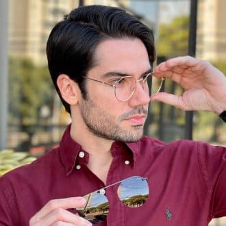 safine com br oculos 2 em 1 clip on masculino hexagonal dourado heitor 3