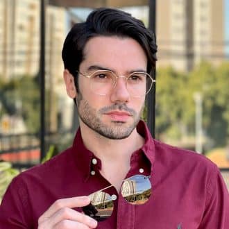 safine com br oculos 2 em 1 clip on masculino hexagonal dourado heitor 6