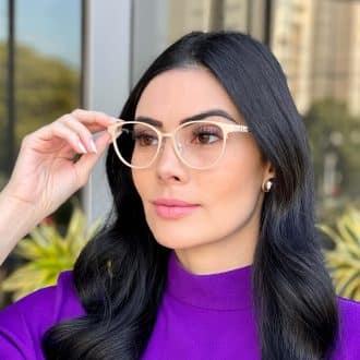 safine com br oculos de grau feminino gatinho bege yara