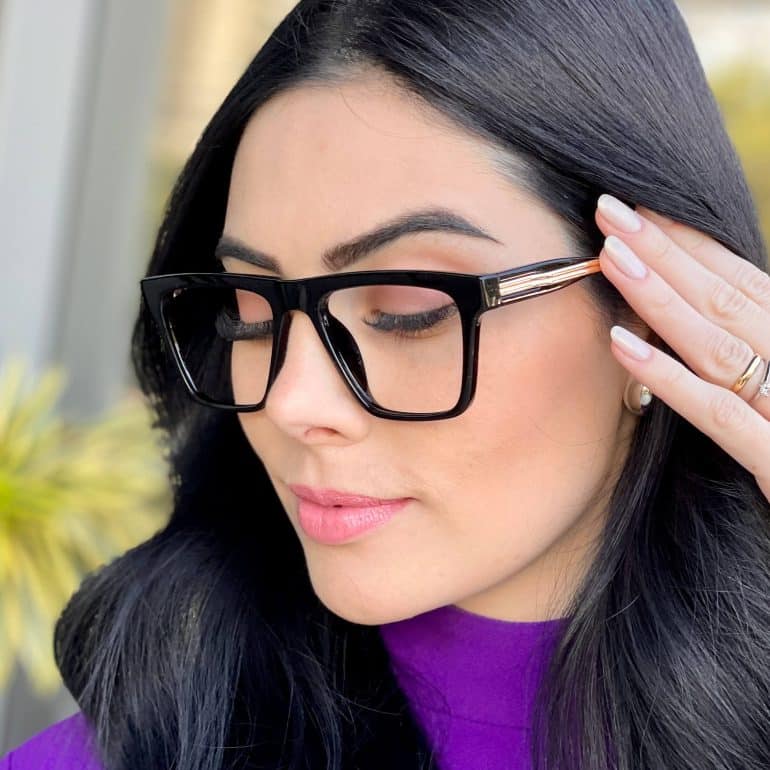 safine com br oculos de grau feminino quadrado preto kamila