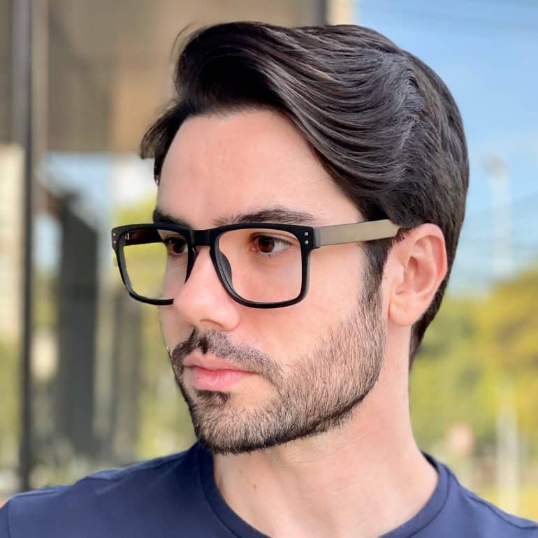 safine com br oculos de grau masculino quadrado preto e cinza cristiano 2