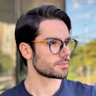 safine com br oculos de grau masculino redondo azul ulisses