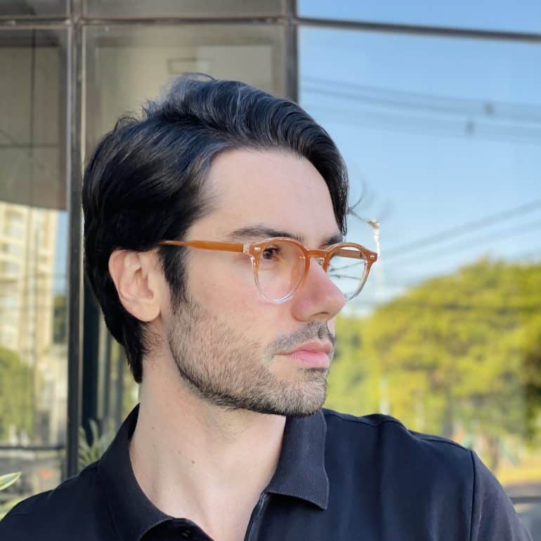 safine com br oculos de grau masculino redondo marrom degrade rael 2