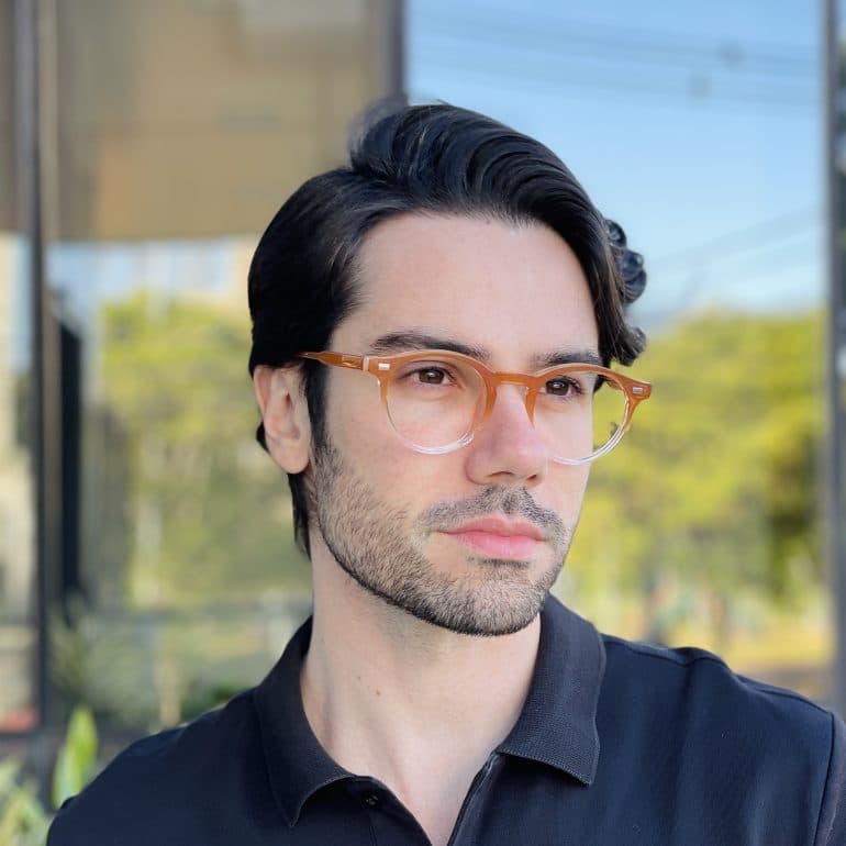 safine com br oculos de grau masculino redondo marrom degrade rael 3