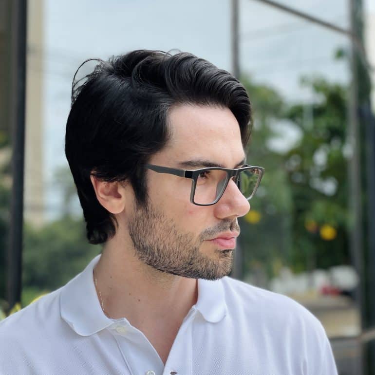 safine com br oculos de grau masculino retangular preto e cinza robert