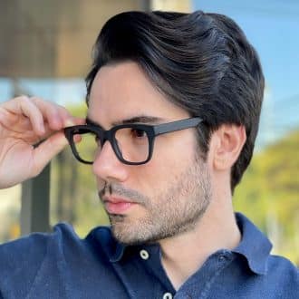 safine com br oculos de grau masculino retangular preto fosco dylan