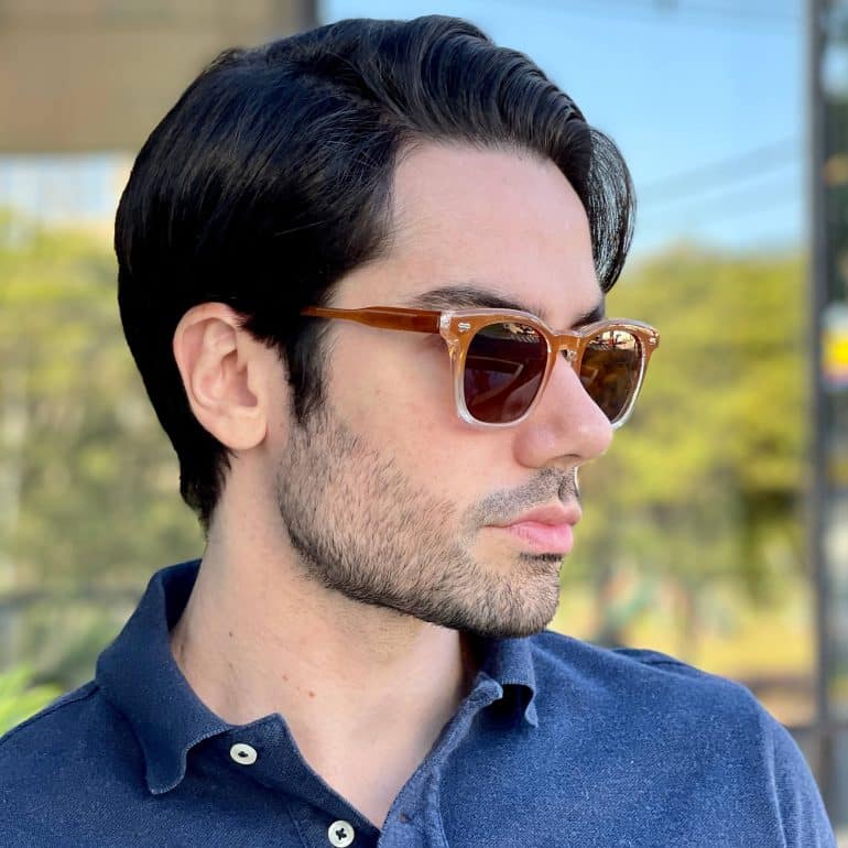 safine com br oculos de sol masculino quadrado marrom transparente icaro