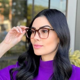 safine com br oculos feminino 2 em 1 clip on quadrado marrom e rosa amalia 3
