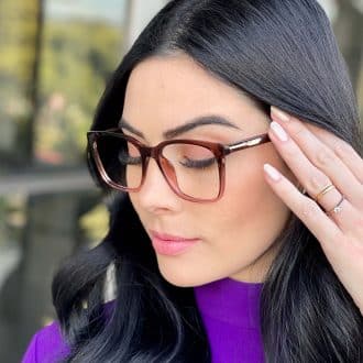 safine com br oculos feminino 2 em 1 clip on quadrado marrom e rosa amalia